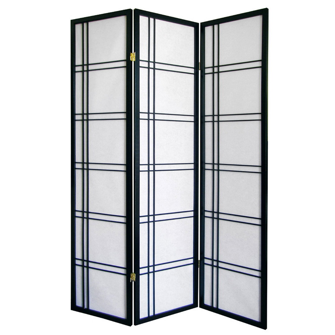 70" Tall 3-Panel Screen / Room Divider "Girard" with Black finish